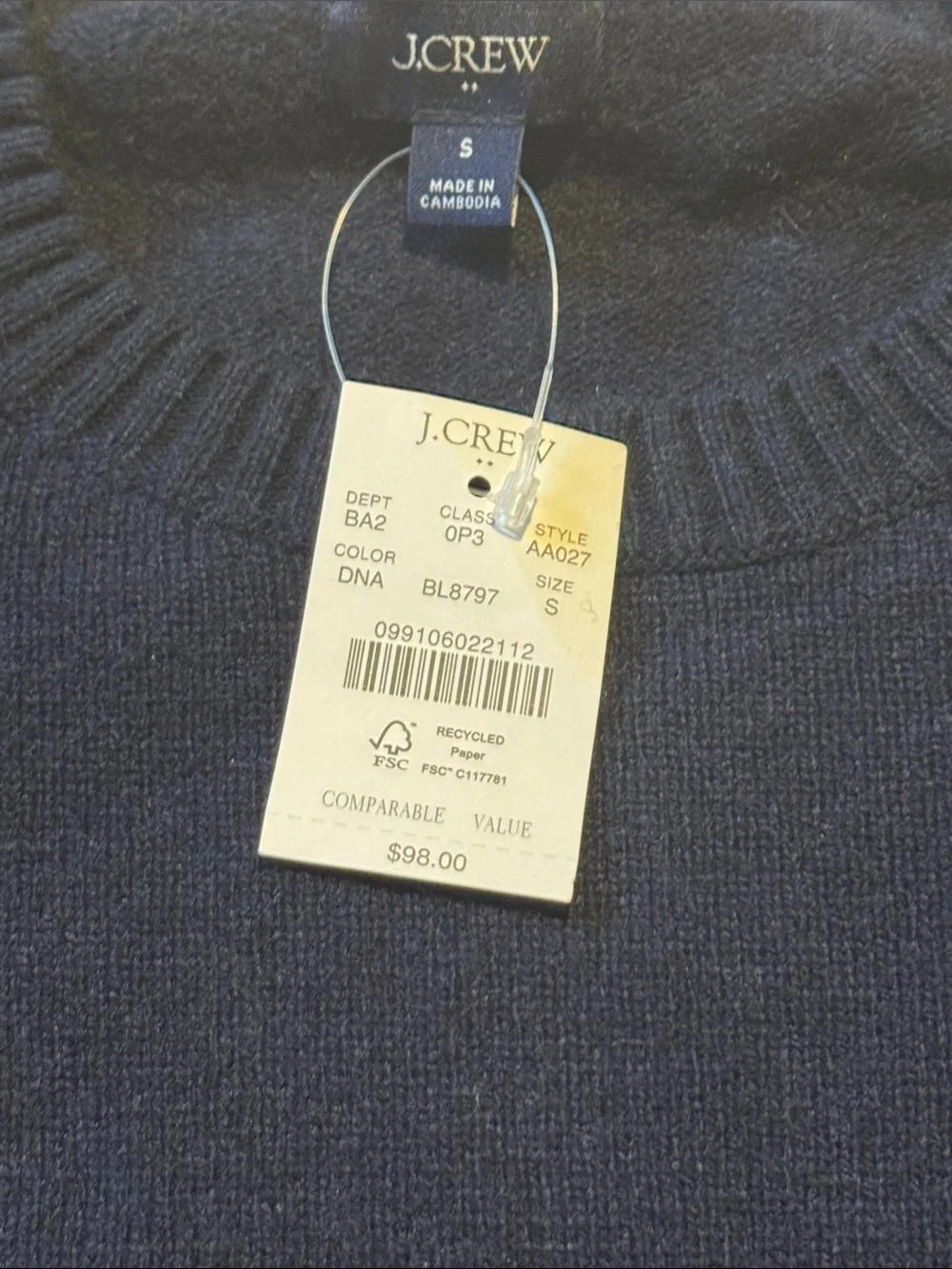 J. Crew Men’s Dark Navy Crewneck Sweater